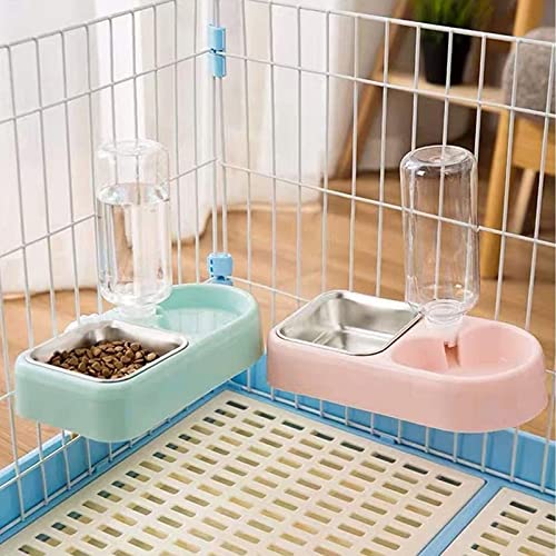 WUBAILI Comedero Automático para Gatos, Comedero para Perros, Dispensador De Agua, Ecológico, Acero Inoxidable, Caja Extraíble, Tazón para Beber, Fácil De Limpiar,Blue