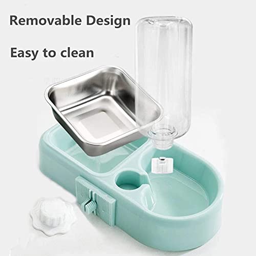 WUBAILI Comedero Automático para Gatos, Comedero para Perros, Dispensador De Agua, Ecológico, Acero Inoxidable, Caja Extraíble, Tazón para Beber, Fácil De Limpiar,Blue