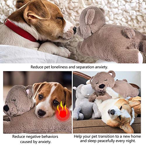 WUHUAROU Juguete de peluche para mascotas Oveja Cachorro Ayuda para el entrenamiento del comportamiento Juguete para mascotas Latido del corazón Confort Suave Muñeco de peluche Autocalentamiento Muñec