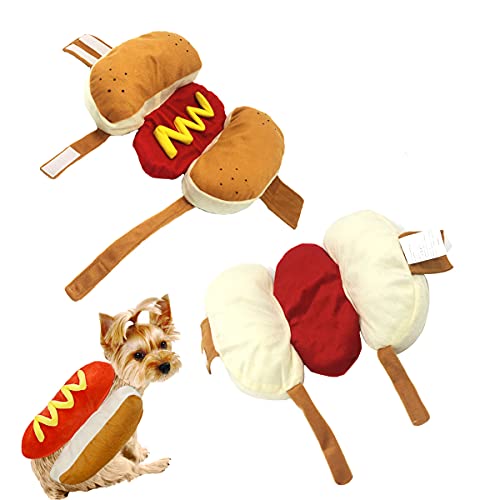 WUHX Gatos Perros Hot Dog Disfraz Divertidos Halloween para Mascotas Perros Calientes Disfraz Aplicar a para Fiesta Dress Up Ropa Para Pequeños Perros Medianos Disfraz,1,L