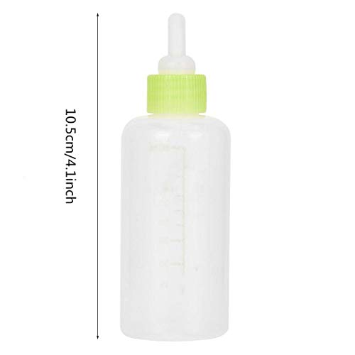 Wuudi Botella de cría de 60 ml de silicona duradera para agua y leche, biberón de silicona para recién nacidos, mascotas, perros pequeños, cachorros, gatos, leche, biberón con cepillo para pezones