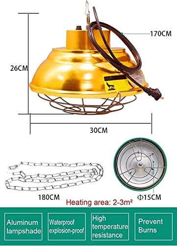 WXFCAS Lámpara de calor de aves de corral para polluelos Perritos Piggy, 200-400W Lámpara de calentamiento Termostato ajustable, Calentador de animales de invierno, Ahorro de energía e impermeable (Ta