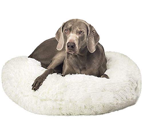 WYJW Cojín de Cama Suave para Perros, Cama Redonda Extra Grande para calmar Mascotas, Canasta para Perros de Felpa con Calentamiento automático, sofá Lavable para Perros, para p