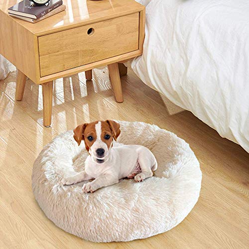 WYJW Cojín de Cama Suave para Perros, Cama Redonda Extra Grande para calmar Mascotas, Canasta para Perros de Felpa con Calentamiento automático, sofá Lavable para Perros, para p