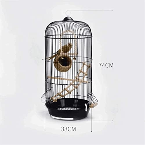 WZLYHD Jaula para Pájaro Clásico Lujo Cúpula Redonda Aves Caged Parakeet Pájaro Salvaje Sparrow Pájaro Canarias Pájaro Jaula Altura 74cm (Negro) Jaula de Aves/Nest Box Birdhouse Birds