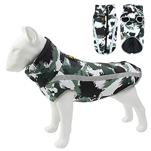 XDKS Abrigo de perro colorido con agujero para arnés, ropa deportiva para perros pequeños y medianos (2XL, blanco y negro)