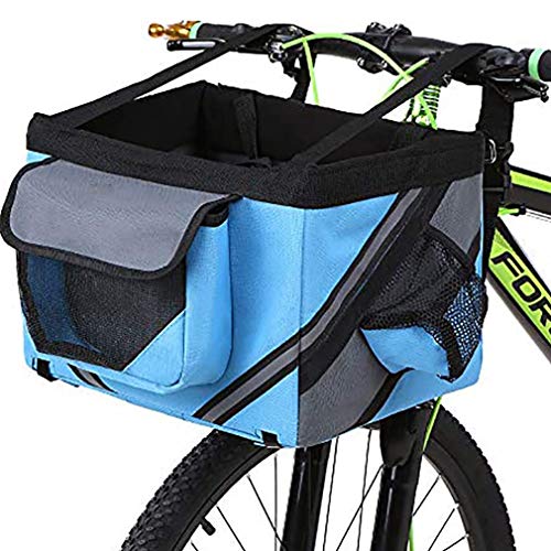 XDLH Cesta De La Bicicleta, Gato Y Perro Cesta, Bicicleta Manillar Cesta De Tela, Bolsa Plegable, Desmontable, De Picnic IR De Compras, Viajar con Seguridad con El Animal Doméstico,Azul