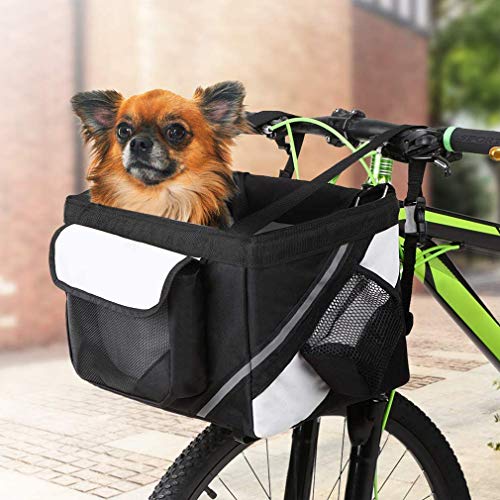 XDLH Cesta De La Bicicleta, Gato Y Perro Cesta, Bicicleta Manillar Cesta De Tela, Bolsa Plegable, Desmontable, De Picnic IR De Compras, Viajar con Seguridad con El Animal Doméstico,Azul