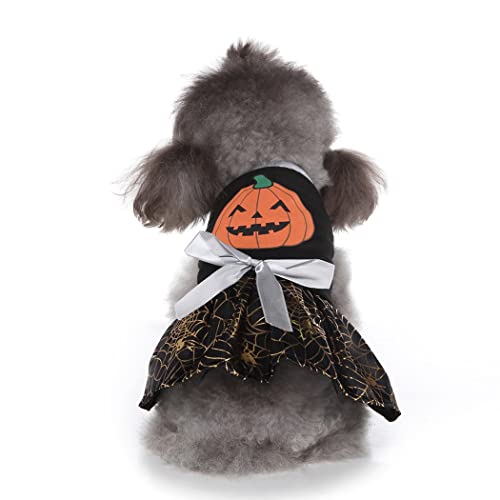 XIAOYU Halloween perro vestidos falda calabaza araña ropa para mascotas disfraz para cachorros gatos cosplay(XL)