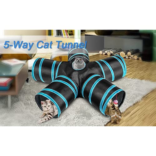 XIJIAJK Túnel Plegable multidireccional para Gatos, Tubo Grande para Gatos con Orificio para Mirar y Bola de Juguete Colgante para Gatos de Interior, Cachorro, Conejo, Gatito