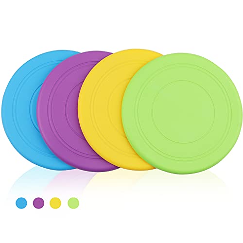 Xingsky 4 Piezas Frisbees de Perro, 18cm Juguete de Disco Volador para Perro, Juguete para Masticar Mascotas de Goma, Training Dog Training Frisbee, lanzar, atrapar y Jugar