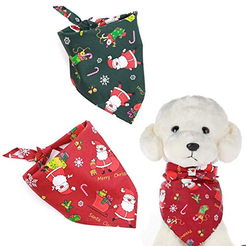 Xinlie Bandanas Navideñas para Mascotas Babero Baberos Triángulo Bandanas Bandana Perro de Navidad Pañuelo Bufanda de Mascota Navidad Bufanda de Algodón para Mascotas para Perros y Gatos(2 Piezas)