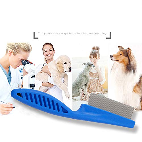 xj Peine antipulgas para salón de protección Suave, Peine para Mascotas de pulgas Finas, Peine para pulgas para Gatos de Pelo Largo y Peine para Peinado Anti Nudos para Perros Mango de Agarre fácil