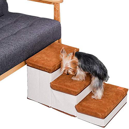 XJZKA Escaleras para Mascotas, Escaleras para Perros Plegables de 3 escalones, Escaleras para Subir fácilmente Escaleras auxiliares, Escalera Antideslizante para Cama de Mascotas para PE