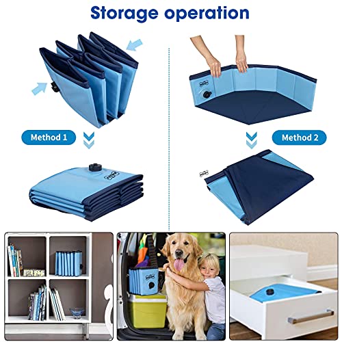 XKISS Baño plegable para mascotas para cachorros, gatos, perros y niños (M, azul)