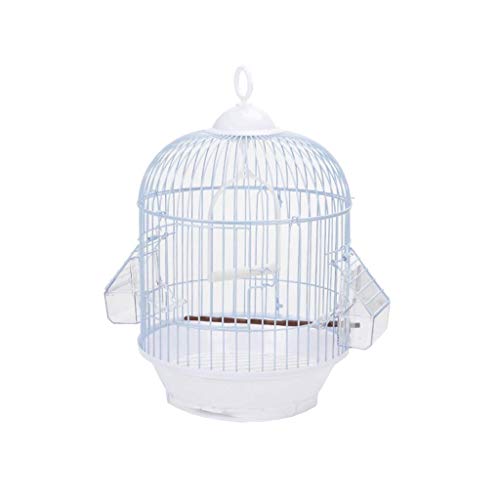 XMcKJ Jaula, Redondo portátil colgable Birdcages, Budgie Jaula de pájaros pájaros Canarias Pájaros Casa Pequeño Animal Pet Pet Jaulas, Blanco