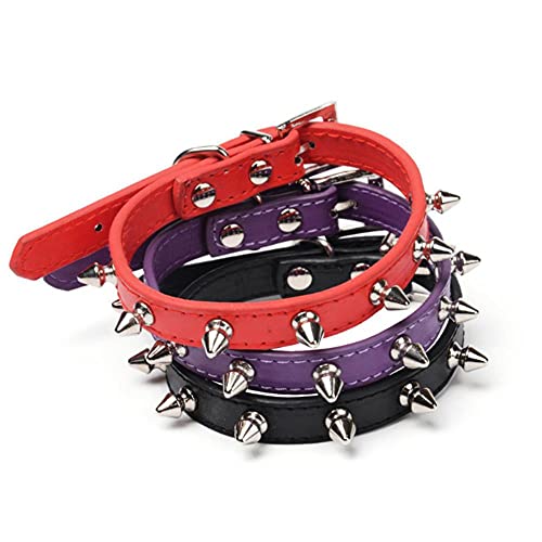 XOYOX Collar antimordidas para Perros y Gatos de PU, electrochapa Ajustable con púas, Collares Suaves y cómodos para Mascotas para Perros pequeños, Cadenas para Correr para Gatos