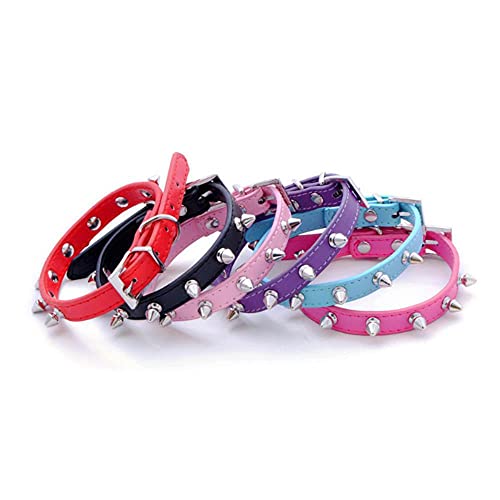 XOYOX Collar antimordidas para Perros y Gatos de PU, electrochapa Ajustable con púas, Collares Suaves y cómodos para Mascotas para Perros pequeños, Cadenas para Correr para Gatos