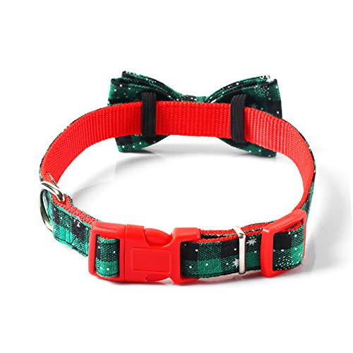 XPT Collar para Mascotas para Gato Perro Elegante Ajustable Copo De Nieve De Navidad Rojo Verde Bowknot Correa para El Cuello Accesorios Verduras