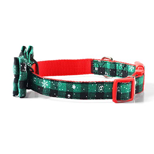 XPT Collar para Mascotas para Gato Perro Elegante Ajustable Copo De Nieve De Navidad Rojo Verde Bowknot Correa para El Cuello Accesorios Verduras