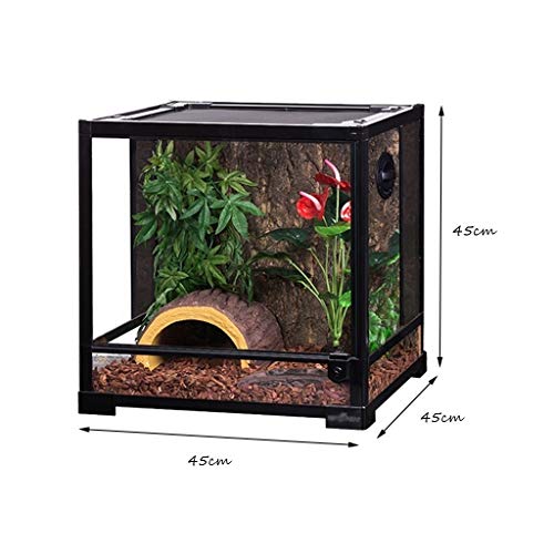 Xu-pet Ocultar Reptil Tortuga de Caja House, Reproducción Alimentación Reloj Cisterna Lagarto hámster Tortuga Caja del hogar Caja del Gato del Perro casa del Animal doméstico (Size : 45 * 45 * 45CM)