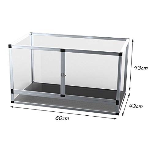 Xu-pet Pitón Insecto Metal Jaulas, Anti-Escape Respirable panorámico Caja de Vivarium, La Tienda de Animales Reptil Arbóreo camaleón Tanque (Size : 60 * 43 * 43CM)