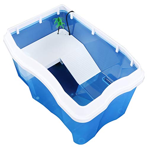 Xuejuanshop—Peceras Familia Grande Plástico Tanque de Peces Tortuga Mascota Caja de cría Tanque de Peces Tortuga Cilindro Azul (tamaño : XL)