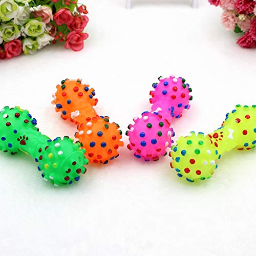 XUXIN ZHAOCHEN Juguete Divertido de mascar Perrito del Gato del Perro casero 1pcs Sonido chirriante del Lunar de Juguete de Goma con Mancuernas Dog Bites Toy (Color : Multicolor, Size : Free Size)