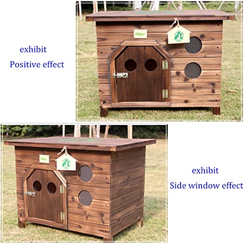 XYF Caseta para Perros Casa De Perro Cubierta Plana Exterior Interior De Madera Maciza Caseta para Perros De Madera Casa De Mascotas Interior Y Exterior con Rejillas De Ventilación, Fácil De Instalar