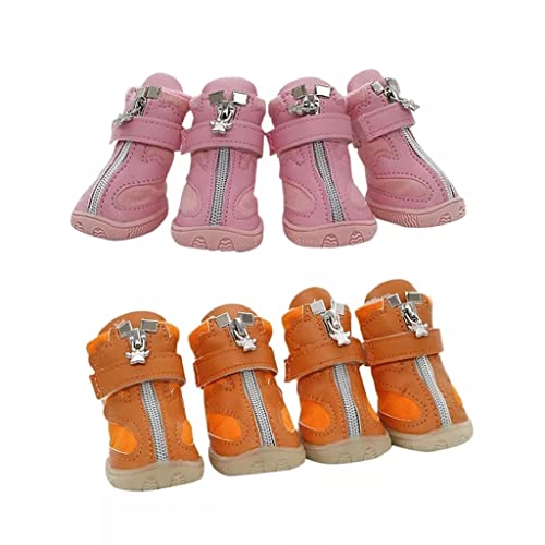 XZJJZ 4 unids/set zapatos impermeables de invierno para perros y mascotas, botas antideslizantes para la nieve y la lluvia al aire libre, calzado cálido para gatos pequeños, cachorros, perros, calce