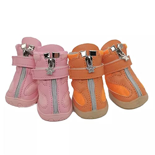 XZJJZ 4 unids/set zapatos impermeables de invierno para perros y mascotas, botas antideslizantes para la nieve y la lluvia al aire libre, calzado cálido para gatos pequeños, cachorros, perros, calce