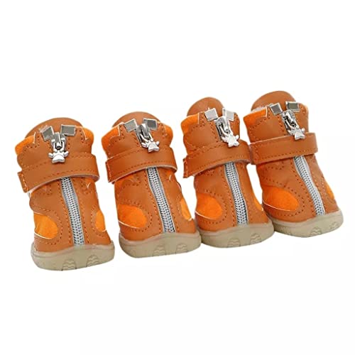 XZJJZ 4 unids/set zapatos impermeables de invierno para perros y mascotas, botas antideslizantes para la nieve y la lluvia al aire libre, calzado cálido para gatos pequeños, cachorros, perros, calce