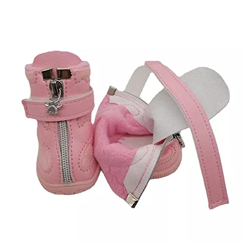 XZJJZ 4 unids/set zapatos impermeables de invierno para perros y mascotas, botas antideslizantes para la nieve y la lluvia al aire libre, calzado cálido para gatos pequeños, cachorros, perros, calce