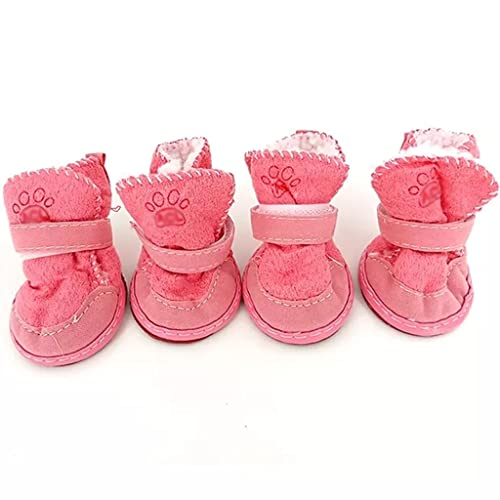 XZJJZ Zapatos cálidos de invierno para perros 4 Unids/set Bonitas botas para perros Caminar sobre la nieve Mezcla de algodón Zapatillas de deporte para cachorros Suministros para mascotas