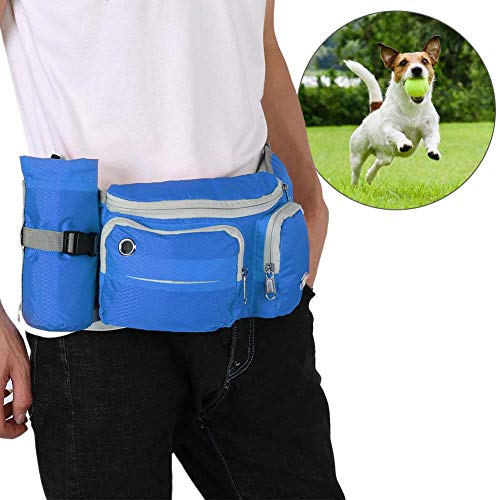 Yadoo Bolsa Golosinas para Perros Entrenamiento, Riñonera con Soporte para Botella Agua Bolsas Entrenamiento Cintura Ajustable para Pasear Perros Transporta Fácilmente Juguetes para Mascotas,(Azul)