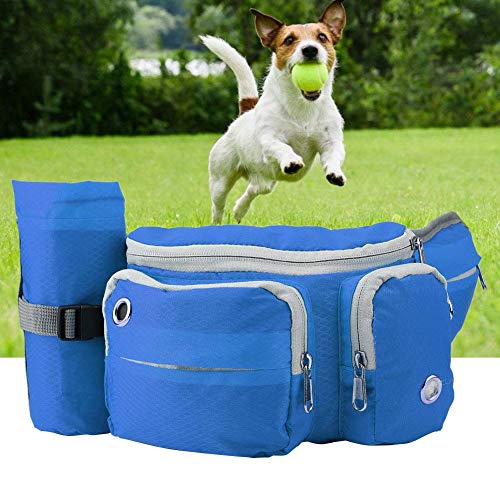 Yadoo Bolsa Golosinas para Perros Entrenamiento, Riñonera con Soporte para Botella Agua Bolsas Entrenamiento Cintura Ajustable para Pasear Perros Transporta Fácilmente Juguetes para Mascotas,(Azul)