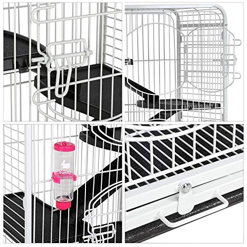 Yaheetech Jaula para Hamster Grande Jaulas de 3 Niveles para Hurones Cobaya con Pie Escalara 64x43x131cm Blanca