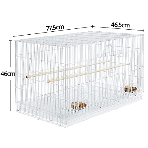 Yaheetech Jaula para Pájaros Jaula Metal para Loro con Comedero y Bandeja 76x45,5x45,5cm Blanco