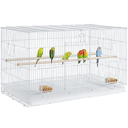 Yaheetech Jaula para Pájaros Jaula Metal para Loro con Comedero y Bandeja 76x45,5x45,5cm Blanco