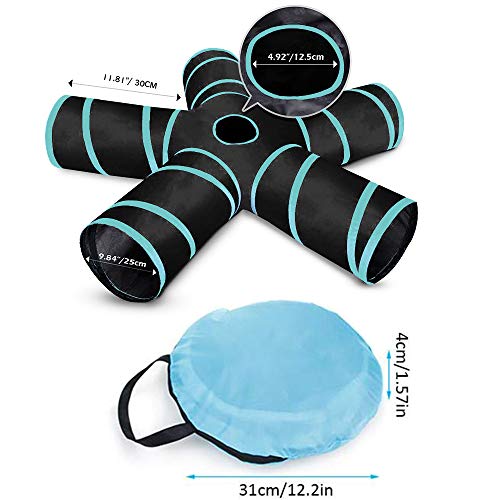 YAMI Túnel De 5 Vías para Gatos, Tubo Plegable para túnel de Mascotas con Bolsa de Almacenamiento para Gatos, Cachorros, Conejos, Conejillos de Indias, Uso en Interiores y Exteriores