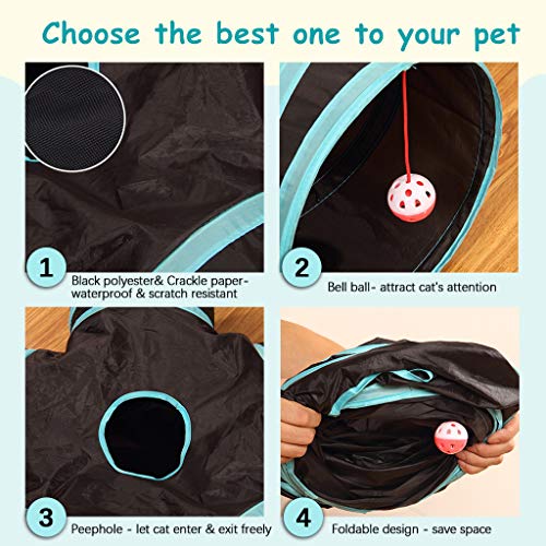 YAMI Túnel De 5 Vías para Gatos, Tubo Plegable para túnel de Mascotas con Bolsa de Almacenamiento para Gatos, Cachorros, Conejos, Conejillos de Indias, Uso en Interiores y Exteriores