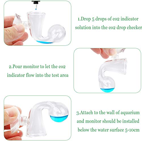 Yangfei 2pcs Drop Checker CO2 Acuario Prueba de CO2 para Acuario, Monitor del CO2 del Acuario Monitor de Dióxido de Carbono del Inspector de la Gota de Cristal del CO2 para Tanque de Acuario