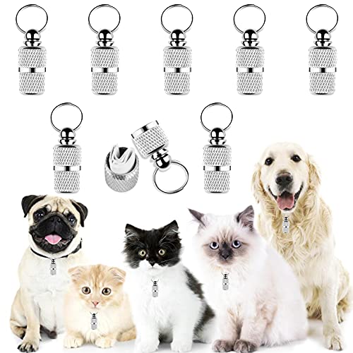 Yangfei 8Pcs Etiquetas de Identificación de Mascotas Placas de Identificación para Perros Etiquetas Personalizadas para Perros y Gatos, Evitar la Pérdida de Mascotas (Plateado,con Papel)