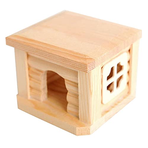 YANJ Jaula para hámster, Nido Oculto Superior Plano, Bonita cabaña de Madera Natural, casa de hámster, Techo Plano, Mascota, Juguete, Jaula de Adorno, Registro