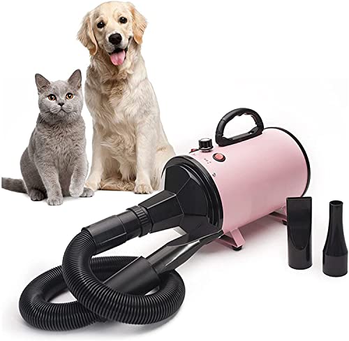 yanzz Secador para Perros con 3 boquillas, secador de Pelo para Mascotas de Alta Velocidad de 2200 W, Uso doméstico, Profesional, sin escalonamientos, Velocidad Ajustable, soplador para el Cuidado