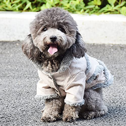 YAODHAOD Abrigo de invierno para perros pequeños y medianos, cómodo y resistente al viento, con cuello de piel y forro polar para súper calor (marrón claro, XL)