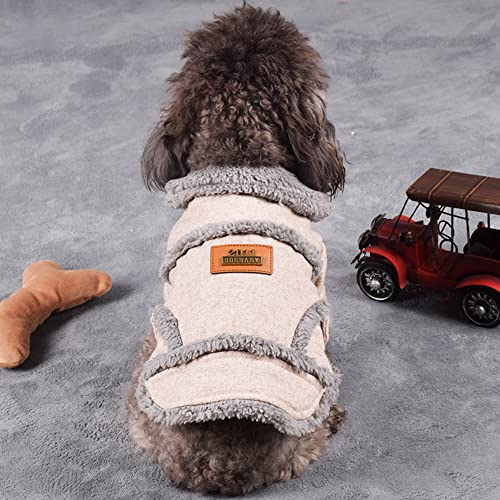 YAODHAOD Abrigo de invierno para perros pequeños y medianos, cómodo y resistente al viento, con cuello de piel y forro polar para súper calor (marrón claro, XL)