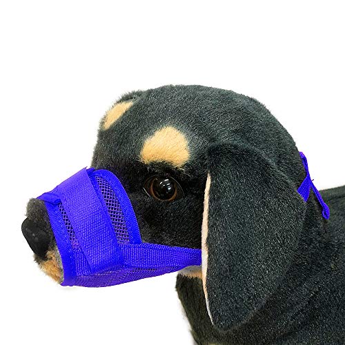 YAODHAOD Bozales de Boca de Perro Transpirable de Malla de Nylon, Cubierta de Boca de Mascota, para Evitar Morder y Gritar para Evitar Comer Accidentalmente (XL, Azul)