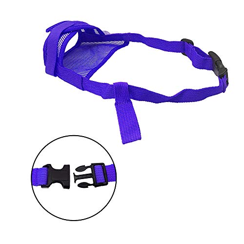 YAODHAOD Bozales de Boca de Perro Transpirable de Malla de Nylon, Cubierta de Boca de Mascota, para Evitar Morder y Gritar para Evitar Comer Accidentalmente (XL, Azul)