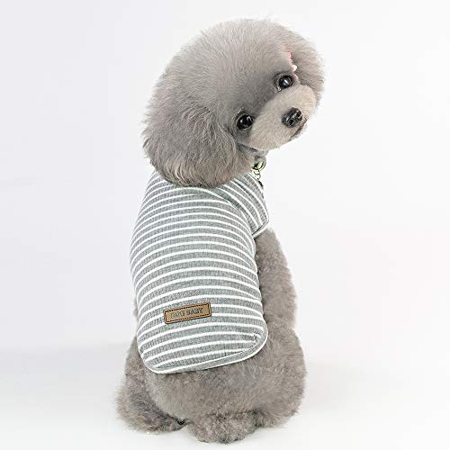 YAODHAOD Camiseta de algodón a rayas para perro, ropa de mascota para cachorro, camiseta transpirable y elástica para perros pequeños y medianos (2 unidades) XXL, Hellgrün + gris